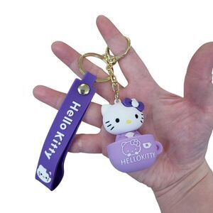 Brand New Sanrio Hello Kitty Purple Coffee Cup Keychain